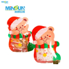 Christmas bear-shaped snack packaging with Santa hat and festive design, transparent gift bags