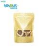 Kraft paper stand-up pouch with clear window, containing dried lemon slices, resealable and suitable for food packaging