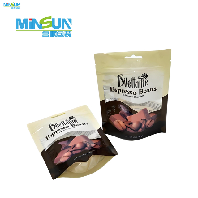 Dilettante Espresso Beans in Premium Chocolate, beige and black packaging with clear window