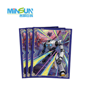 Trading card featuring a humanoid robot emitting laser beams, with blue border and gold accents