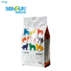 A 15kg pet food stand-up pouch with colorful cat silhouettes, featuring a resealable zipper and branded packaging.
