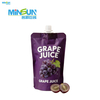Purple spouted pouch of grape juice featuring grape imagery and a stand-up design.