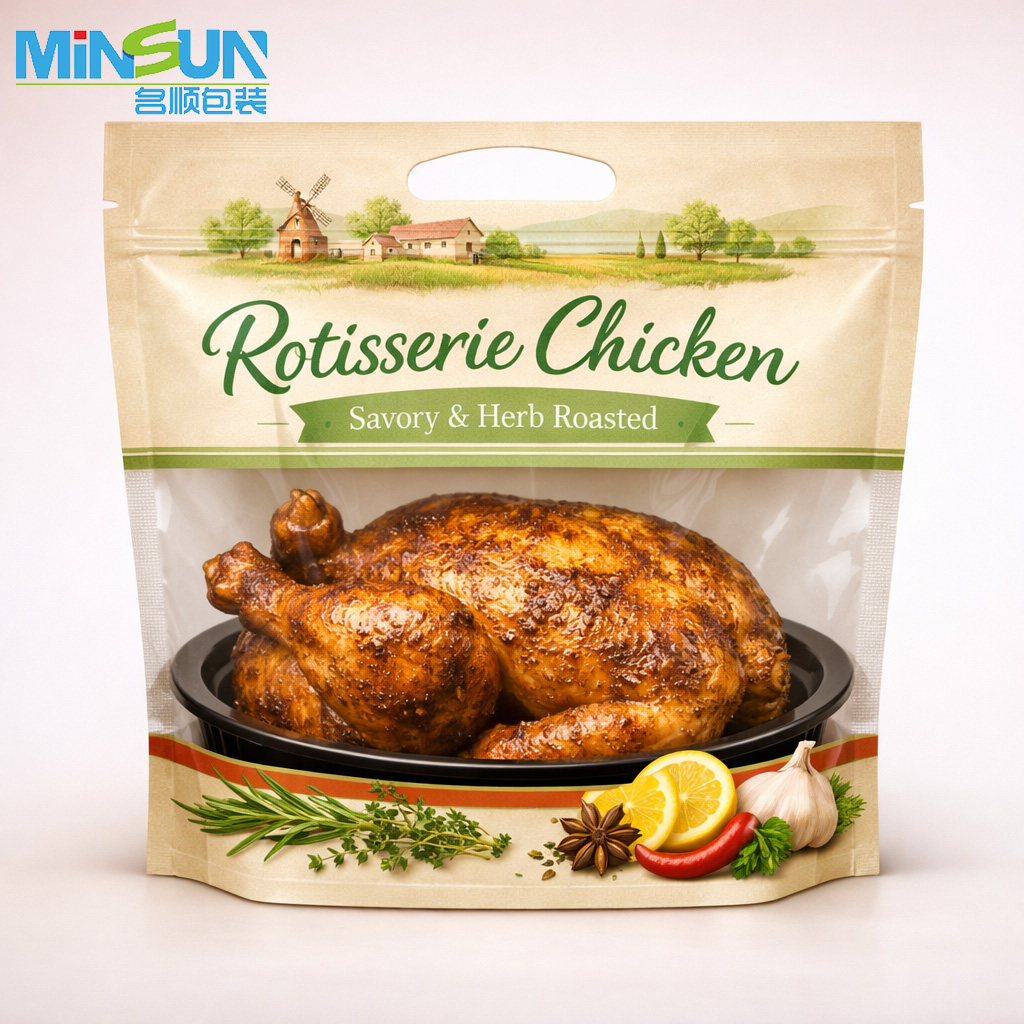 Value add features on roasted chicken packaging bag